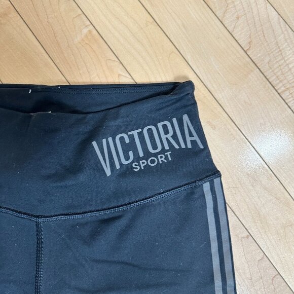 VICTORIA SPORT/Victoria's Secret Black Racing Stripe Crop Leggings size XS - Picture 6 of 9